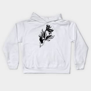 Beautiful mermaid black and white ink drawing Kids Hoodie